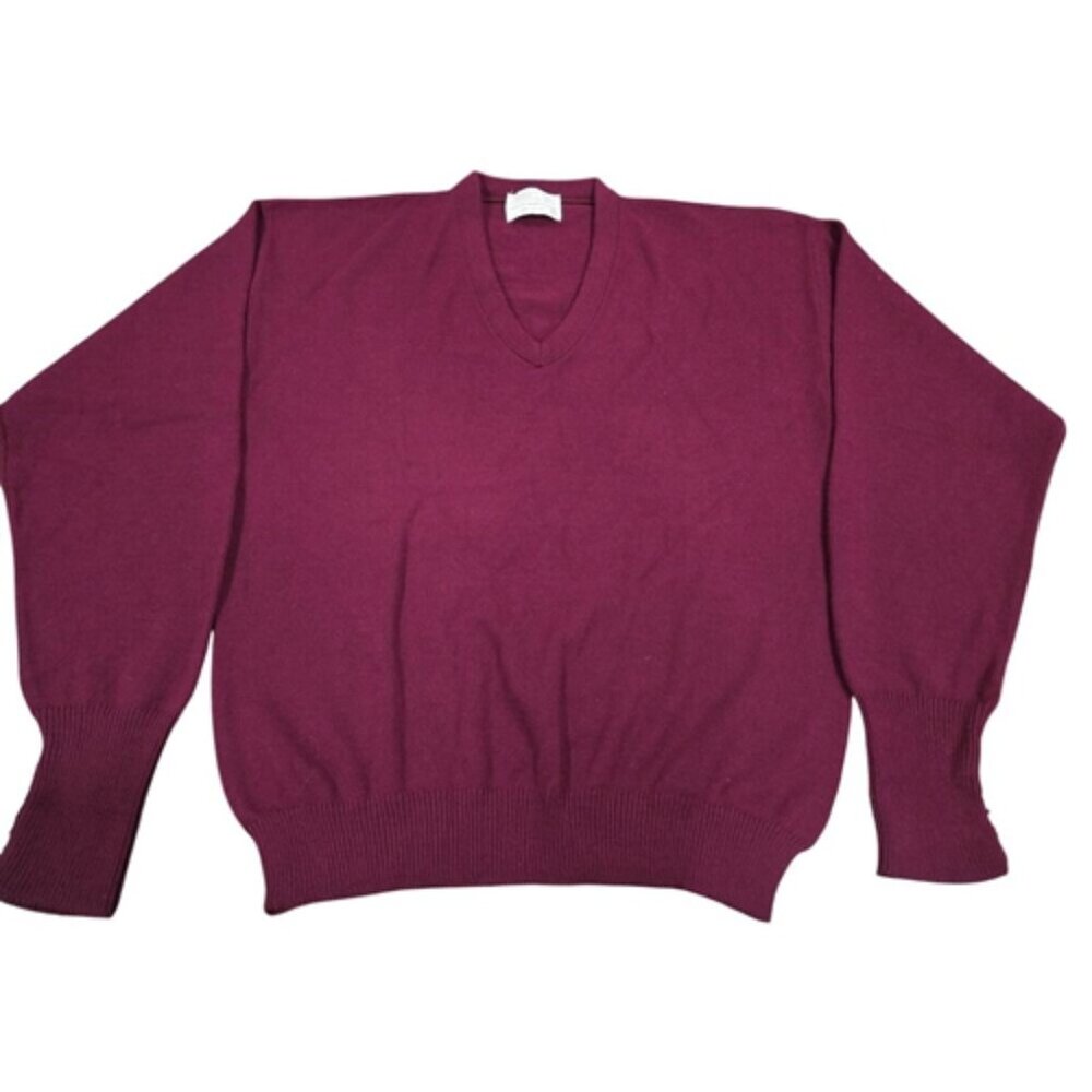 Vintage Lord Jeff Fine Wool Red Sweater Women's Size L V neck